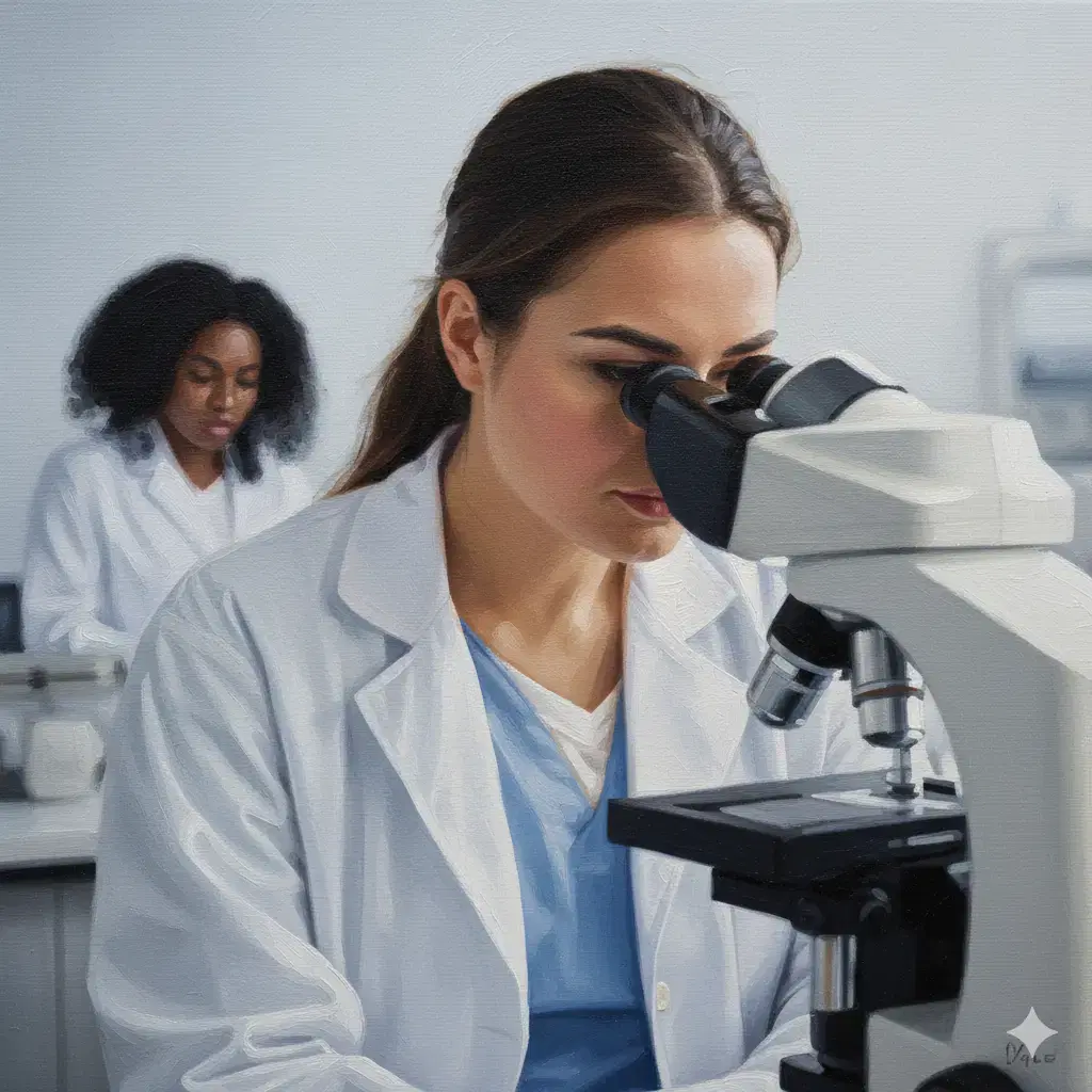 doctor examining a sample